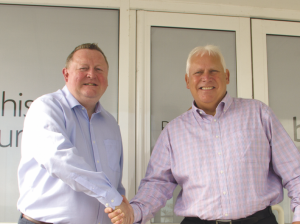 Mark Cliff, Brightside executive chairman (left) with Martyn Bennett, regional director for National Windscreens
