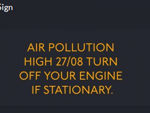 London air quality alert sign