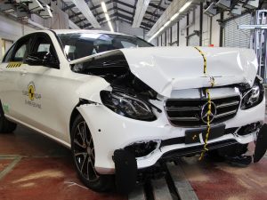 Mercedes-Benz E-Class after undergoing Euro NCAP crash safety tests
