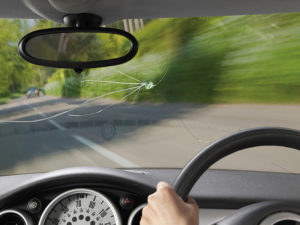 Car with cracked windscreen