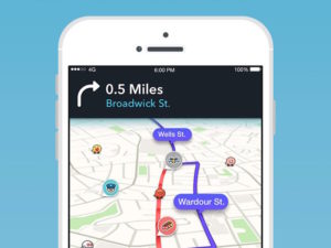 Mobile phone screen showing London information for Waze traffic app