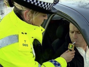 Driver being breathalysed