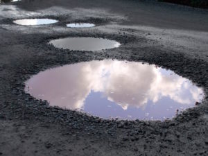 Potholes on road