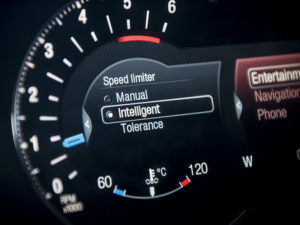 Ford S-Max dashboard showing Intelligent Speed Limiter technology