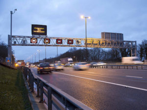 Smart motorway with overhead gantry