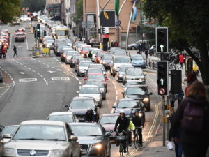 Queue of traffic on UK road