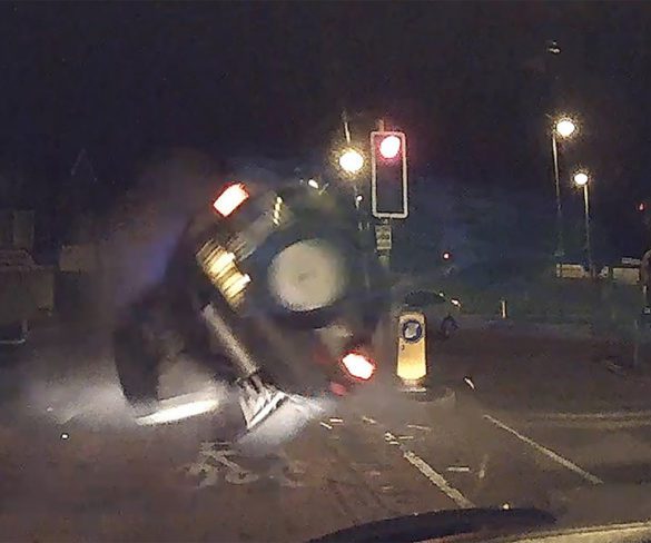 Dashcam footage shows taxi driver’s lucky escape