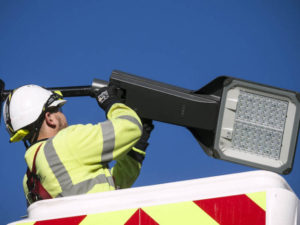 Smart streetlights being installed