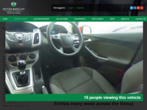 Screen grab of Aston Barclay auction site showing interior image of car using new GardX SpinCar tech