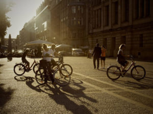 cyclists in street