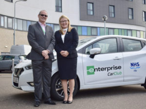(L to R): Andrew Fairgrieve, NHS Fife Director of Estates, Facilities and Capital Services, and Lindsey Macdonald, Business Rental Strategic Account Manager at Enterprise