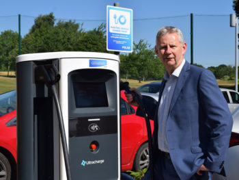 Edmund King OBE, president of the AA and a keen advocate of electric cars, officially opened the charging point at the four-star Sandford Springs Hotel and Golf Resort