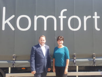(L-R): Lewis Mitchell, business development manager Midlands at Europcar and Catherine Gordon, fleet controller for Komfort Partitioning