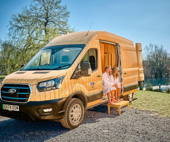 Ford E-Transit electric van converted into a mobile sauna
